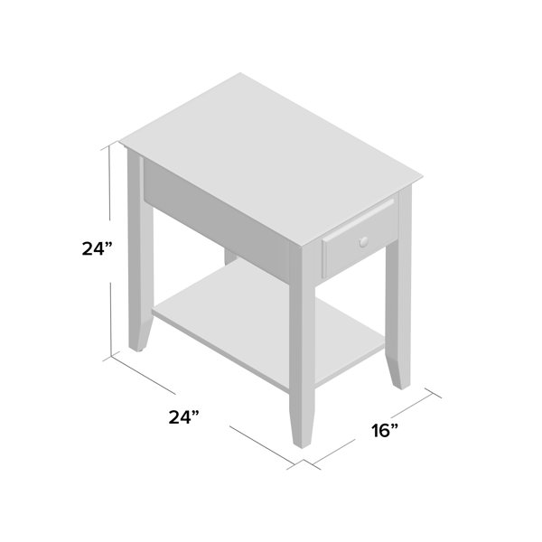 Hadley end table with outlet storage